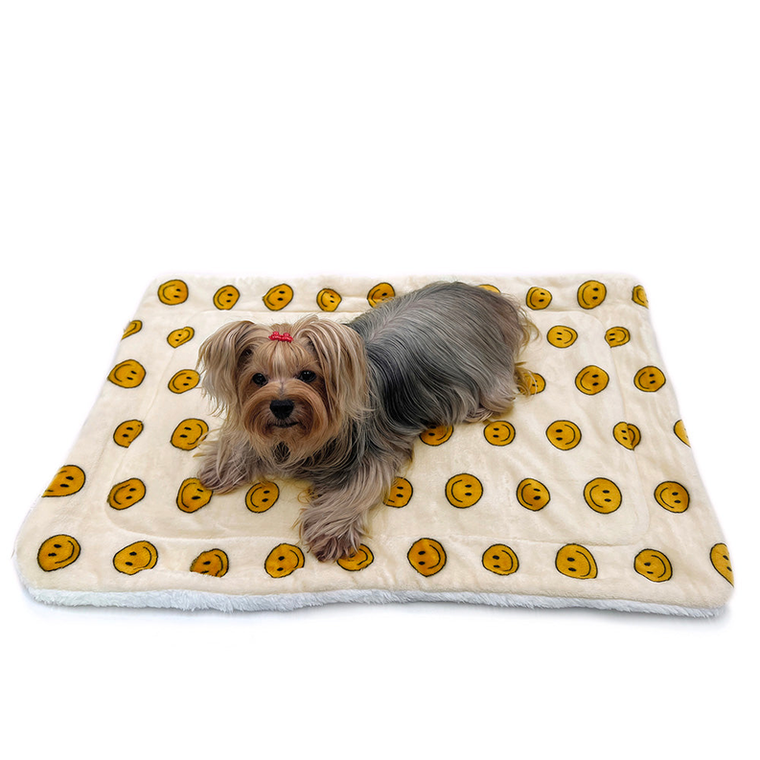 Klippo Pet Inc Ultra Plush Happy Face Blanket 50" x 30" Yellow