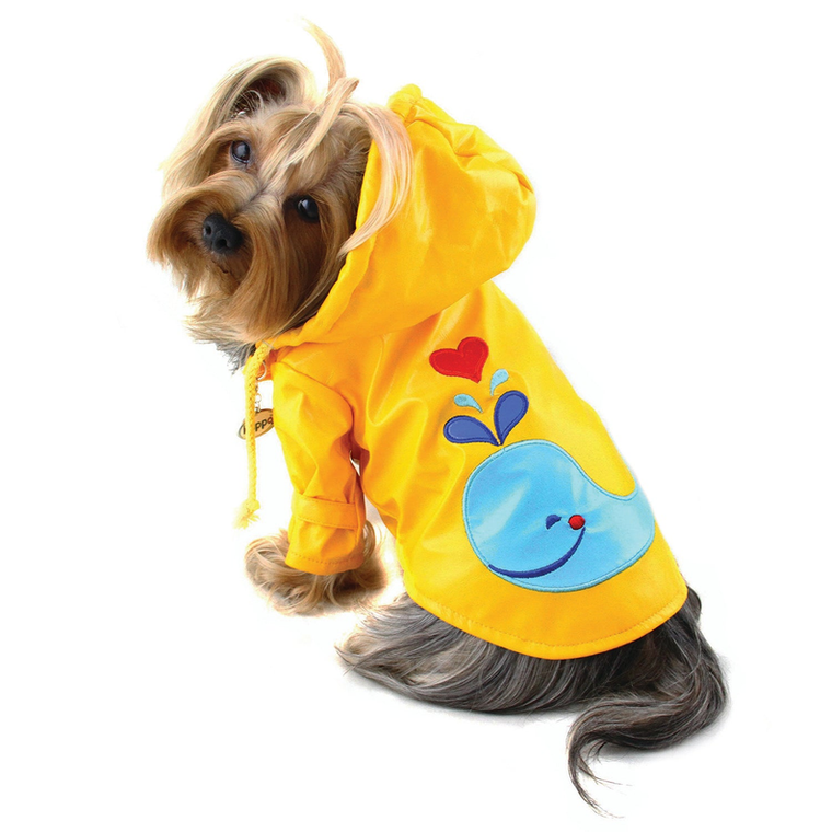 Klippo Pet Inc Splashing Whale Raincoat with Cotton Lining XL Yellow