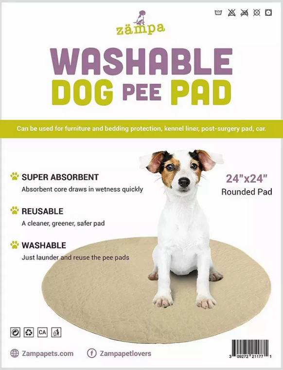 Zampa Pets Zampa Pets Quality Whelp Round, Circular Shape Reusable Dog Pee Pads 24" Round