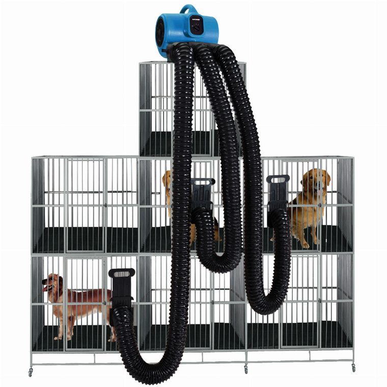 Xpower Manufacture Inc XPOWER X-430TF-MDK Professional 3 Speed Pet Grooming Dog Cage Dryer with Multi Drying Hose Kit, Timer & Filters Blue/Black