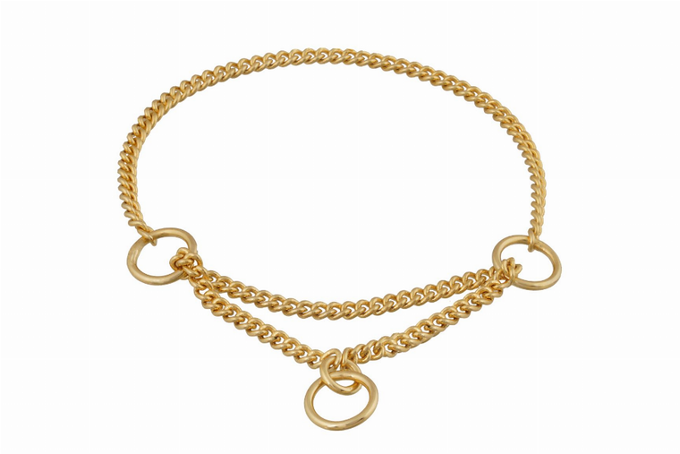 Alvalley LLC Alvalley Martingale Show Chain Collar 10in x 1.4 mm Gold Plated Metal Chain