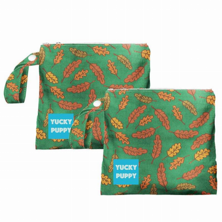 Yucky Puppy Fall Leaves Dog Poop Bag Holders, Extra Large Size 6.75x9.25 Green/Red/Orange