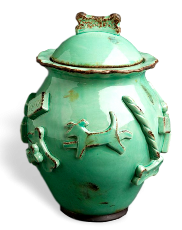 Carmel Ceramica Dog Treat Jar Jar Aqua/Green