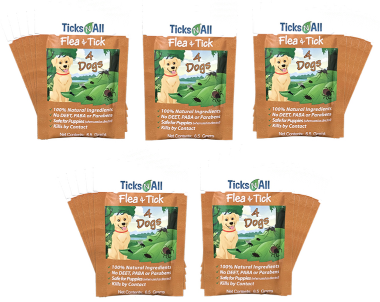 Ticks-N-All All Natural Flea and Tick Wipes 4-Dogs (25 count.) 25 count