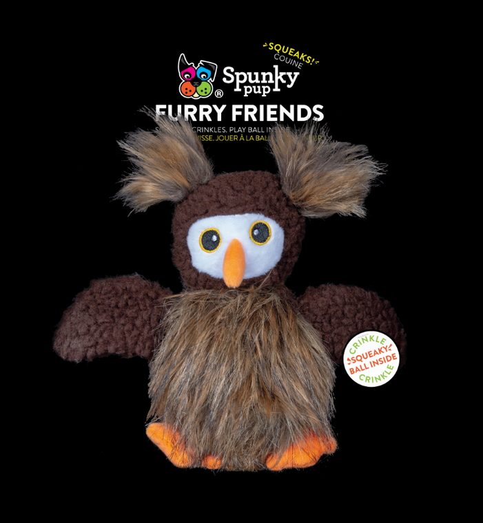 Spunky Pup Dog Toys Owl with Ball Squeaker
