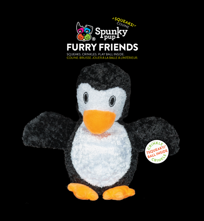 Spunky Pup Dog Toys Penguin with Ball Squeaker