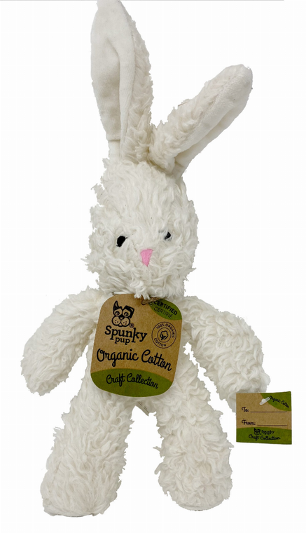 Spunky Pup Dog Toys Organic Cotton Bunny Small Assorted: Brown or White