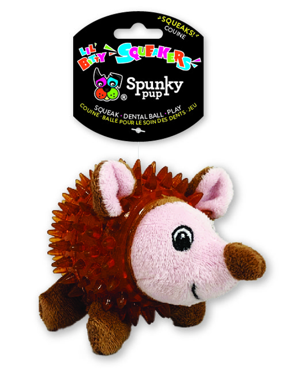 Spunky Pup Dog Toys Lil' Bitty Squeakers Hedgehog
