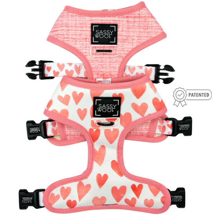 Sassy Woof LLC Reversible Harness Small Pink dolce rose
