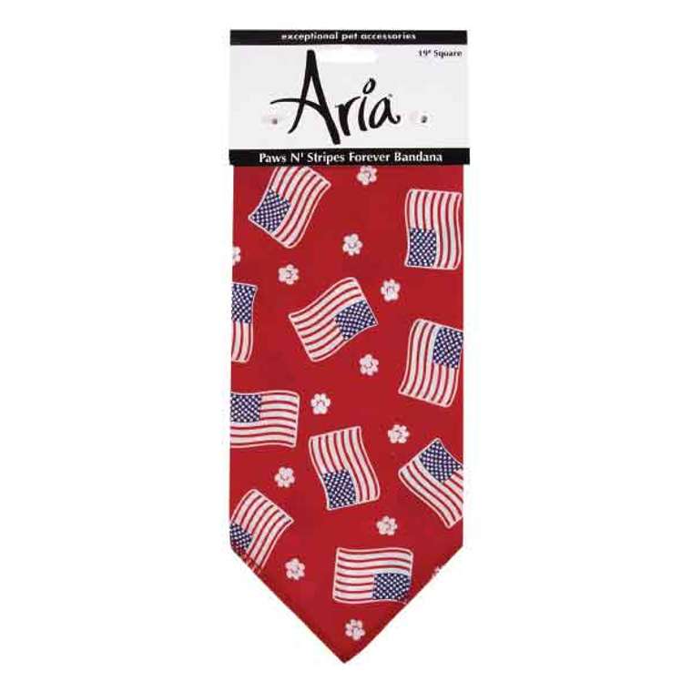 Pet Edge AR Paws N Stripes Forever Bandana Red Red