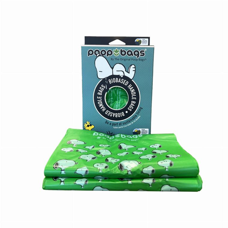 The Original Poop Bags® USDA Biobased Peanuts Handle Tie 120 Bags BLACK/GREEN
