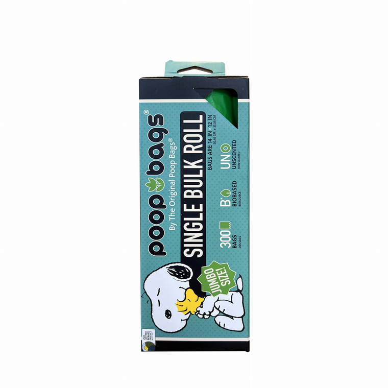 The Original Poop Bags® USDA Biobased Peanuts Bulk Roll 300 Bags BLACK/GREEN
