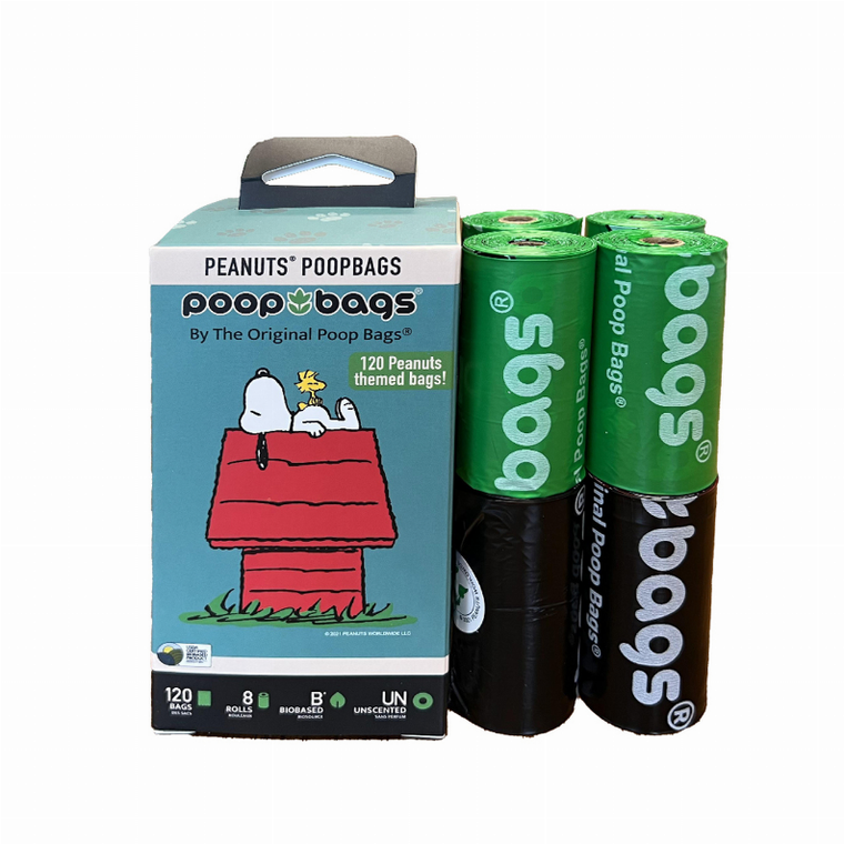 The Original Poop Bags® USDA Biobased Peanuts Unscented Leash Rolls 20 Bags BLACK/GREEN