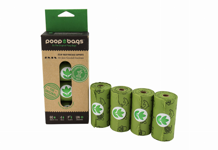 The Original Poop Bags® You Buy; We Donate Jane Goodall Institute Compostable 60 Bags GREEN