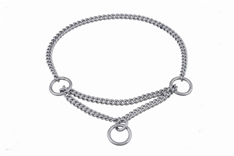 Alvalley LLC Alvalley Martingale Show Chain Collar 10in x 1.2 mm Chrome Plated Metal Chain