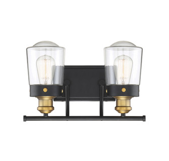 Macauley 2-Light Bathroom Vanity Light in Vintage Black with Warm Brass (128|8-2069-2-51)