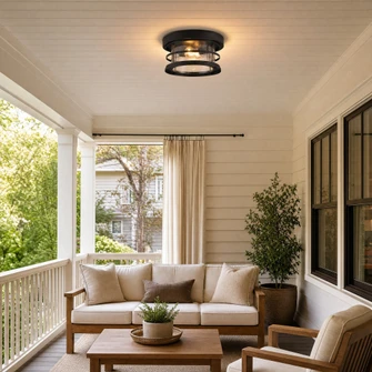 Barrett 2-Light Outdoor Ceiling Light in Black (128|5-369-13-BK)