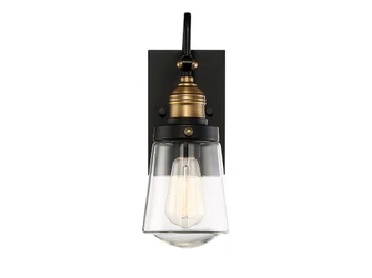 Macauley 1-Light Outdoor Wall Lantern in Vintage Black with Warm Brass (128|5-2067-51)