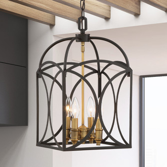 Talbot 4-Light Pendant in English Bronze and Warm Brass (128|3-4080-4-79)