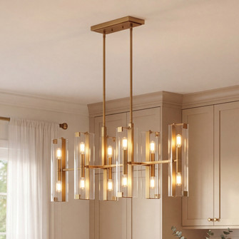 Winfield 12-Light Linear Chandelier in Warm Brass (128|1-9773-12-322)