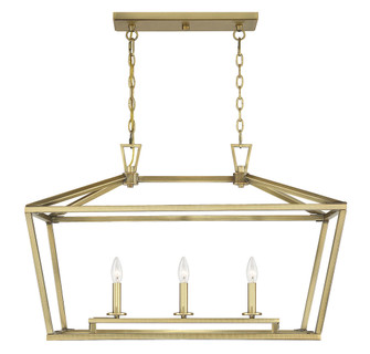 Townsend 3-Light Linear Chandelier in Warm Brass (128|1-323-3-322)