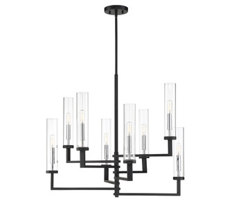 Folsom 8-Light Adjustable Chandelier in Matte Black with Polished Chrome Accents (128|1-2139-8-67)