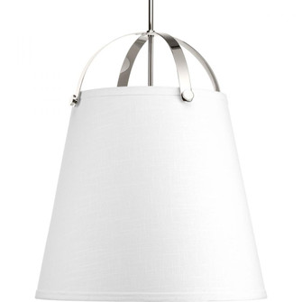 Galley Collection Three-Light Polished Nickel Linen Shade Coastal Pendant Light (149|P500047-104)