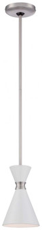 1 Light Mini Pendant with Brushed Nickel Finish and Glitter Gloss White Shade (77|P1821-44F)