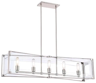 5 Light Island with Polished Nickel Finish and Clear Acrylic (77|P1405-613)