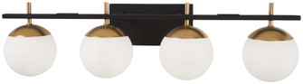 4 Light Bath in Weathered Black Finish with Autumn Gold Accents with Etched Opal Glass (77|P1354-618)
