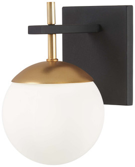 1 Light Wall Sconce in Weathered Black Finish with Gold Accents with Etched Opal Glass (77|P1350-618)