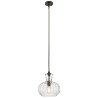Riviera 13'' 1 Light Pendant with Clear Ribbed Glass in Olde Bronze (2|43955OZ)