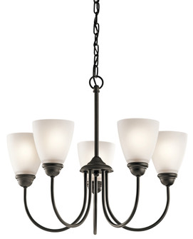 Jolie 18.5'' 5 Light Chandelier with Satin Etched Glass in Olde Bronze (2|43638OZ)