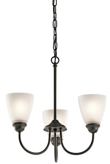 Jolie 18'' 3 Light Mini Chandelier with Satin Etched Glass in Olde Bronze (2|43637OZ)