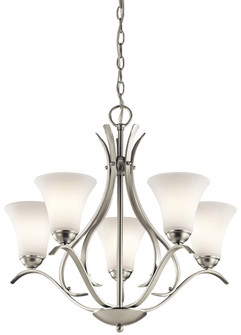 Keiran™ 23.25'' 5 Light Chandelier with Satin Etched White Glass in Brushed Nickel (2|43504NI)