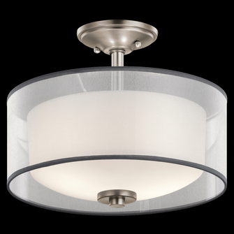 Tallie 13.5'' 2 Light Semi Flush with Satin Etched White Inner Diffuser and White Translucent Org (2|43154AP)