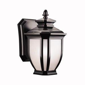 Salisbury 10.25'' 1 Light Outdoor Wall Light with White Linen Glass in Black (2|9039BK)