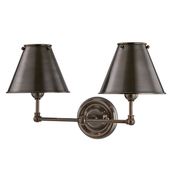 2 LIGHT WALL SCONCE W/ METAL SHADE (57|MDS102-DB-MS)