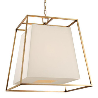 6 LIGHT CHANDELIER w/WHITE SHADE (57|6924-AGB-WS)