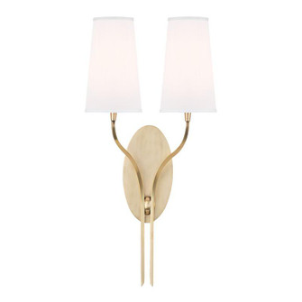 2 LIGHT WALL SCONCE w/WHITE SHADE (57|3712-AGB-WS)