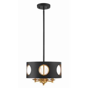 Odelle 14'' Black + Antique Gold Chandelier (205|ODE-700-BK-GA)