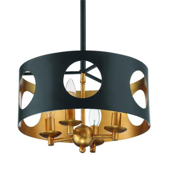 Odelle 4 Light Black + Antique Gold Mini Chandelier (205|ODE-700-BK-GA)