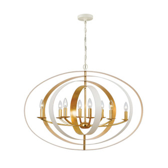 Luna 36'' Matte White + Antique Gold Oval Chandelier (205|588-MT-GA)
