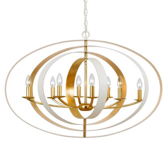 Luna 8 Light Matte White + Antique Gold Chandelier (205|588-MT-GA)