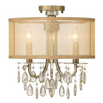 Hampton 14'' Drum Shade Antique Brass Semi Flush Mount (205|5623-AB_CEILING)