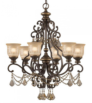 Norwalk 6 Light Golden Teak Hand Cut Crystal Bronze Umber Chandelier (205|7516-BU-GT-MWP)