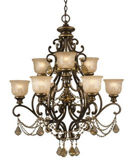 Norwalk 9 Light Golden Teak Hand Cut Crystal Bronze Umber Chandelier (205|7509-BU-GT-MWP)