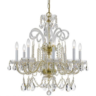 Traditional Crystal 8 Light Swarovski Strass Crystal Polished Brass Chandelier (205|5008-PB-CL-S)