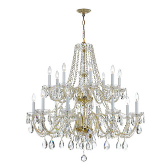 Traditional Crystal 37'' Swarovski Strass Crystal Polished Brass Chandelier (205|1139-PB-CL-S)
