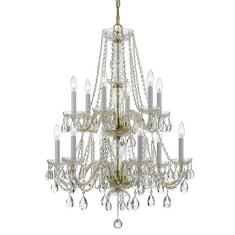 Traditional Crystal 12 Light Hand Cut Crystal Polished Brass Chandelier (205|1137-PB-CL-MWP)